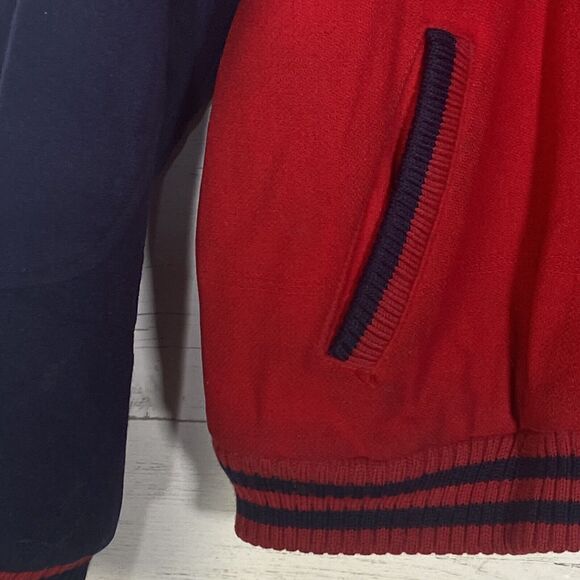 Vintage Jordache Varsity Bomber Jacket Red Blue Wool Blend - Picture 3 of 7